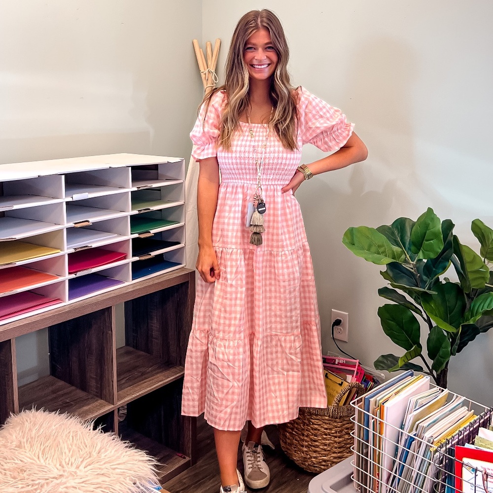 Midi puff sleeve dress